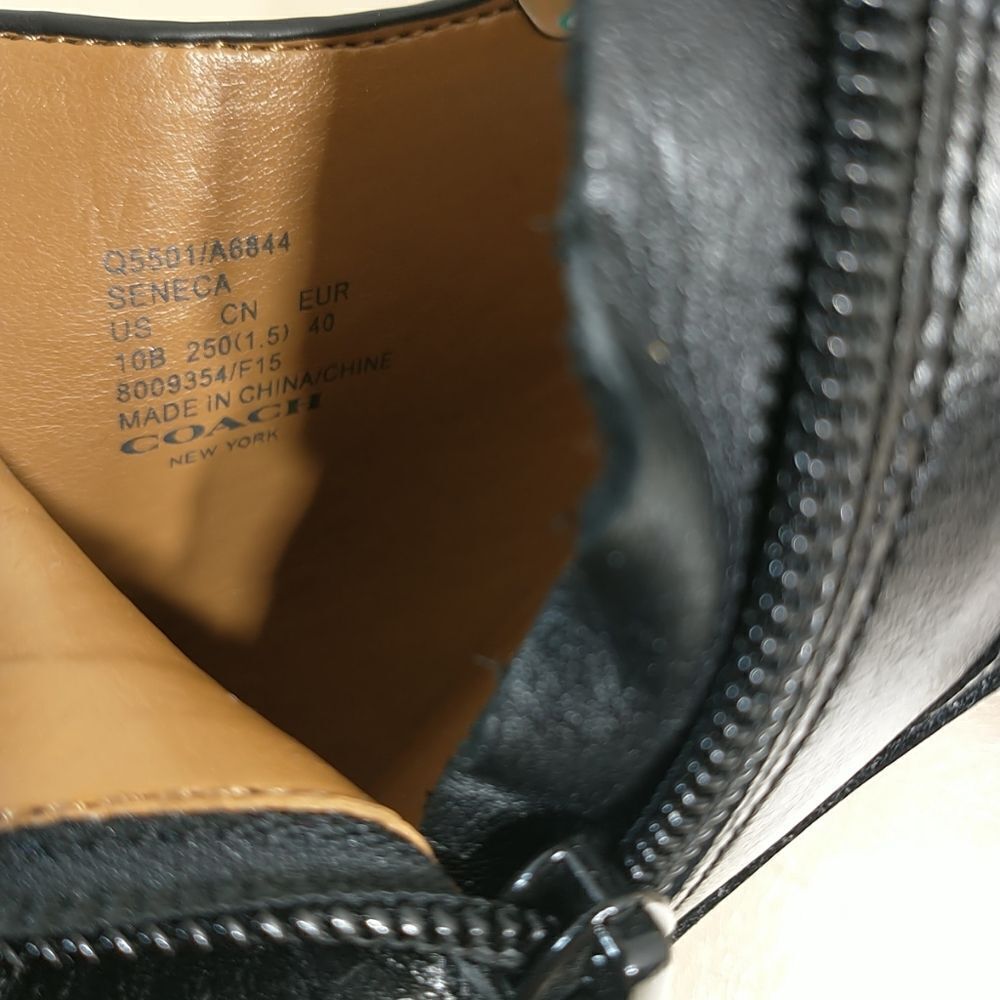 Coach Black Leather Shoes Seneca Booties 10B EU 40. Condition is Pre-owned. - Picture 7 of 11